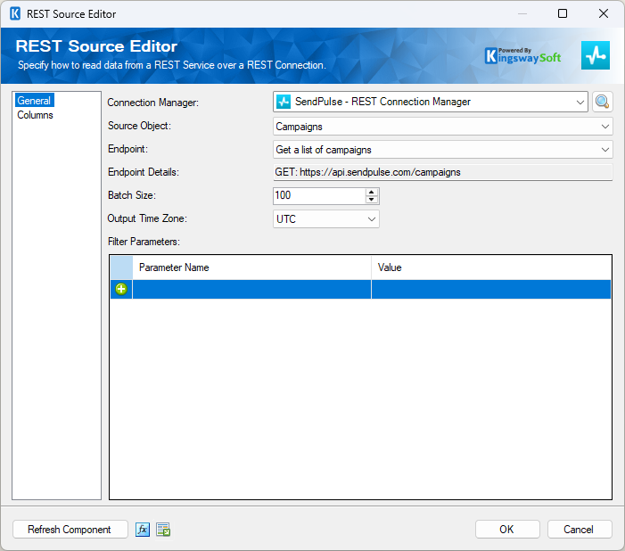 SSIS SendPulse REST Source SSIS SendPulse REST Source